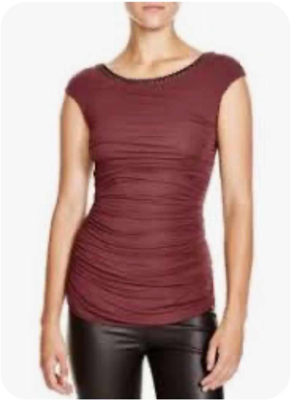 Bailey 44 Maroon Avenue Chain-Rimmed Ruched Sleeveless Top Size XS